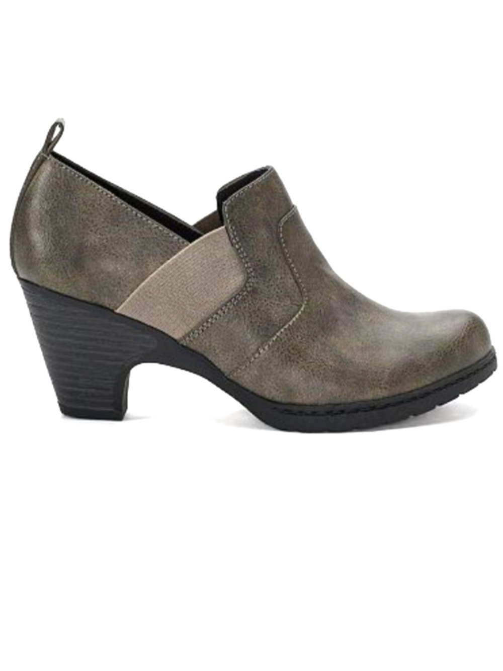croft & barrow Olive-Taupe Slip-On Heel with Elastic Side Panel